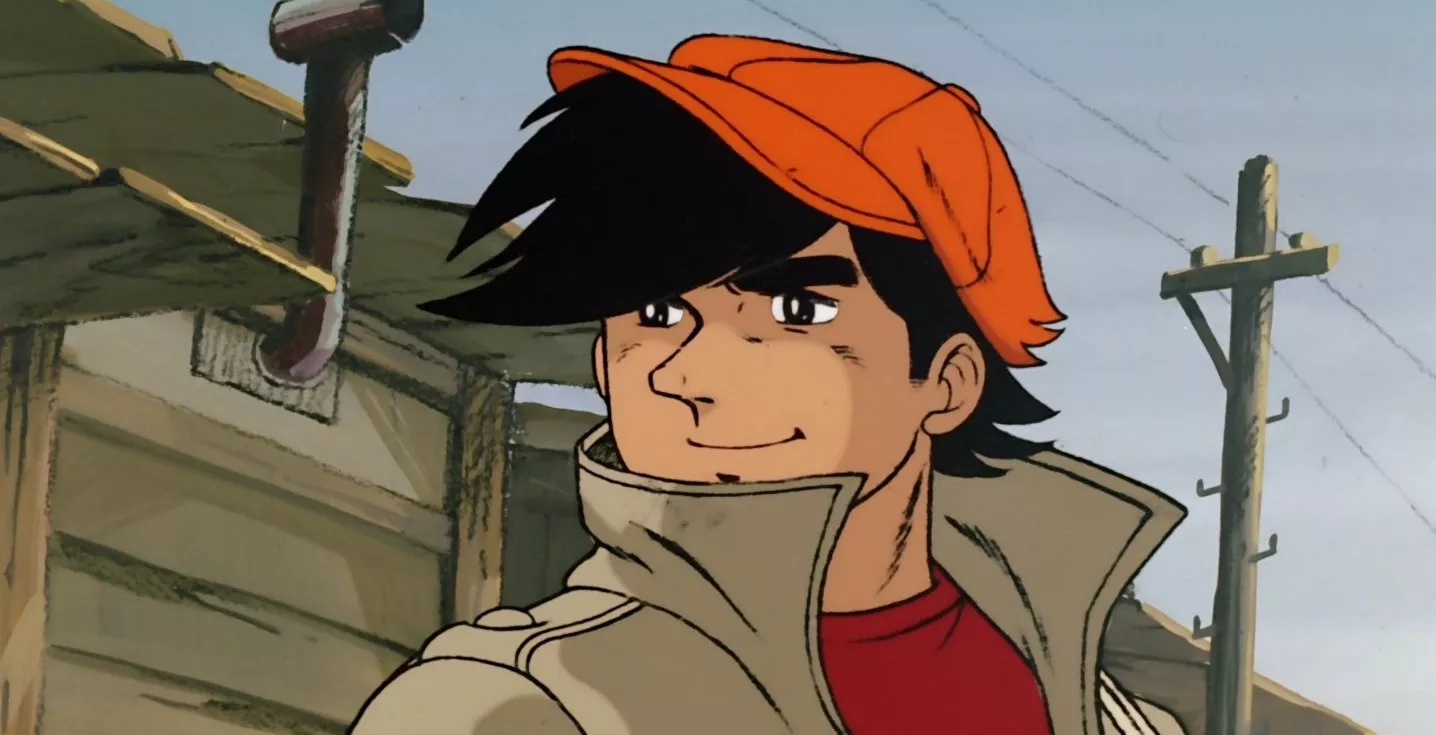 Boxing protagonist Joe Yabuki wearing an orange cap, a classic Boxing Anime icon.