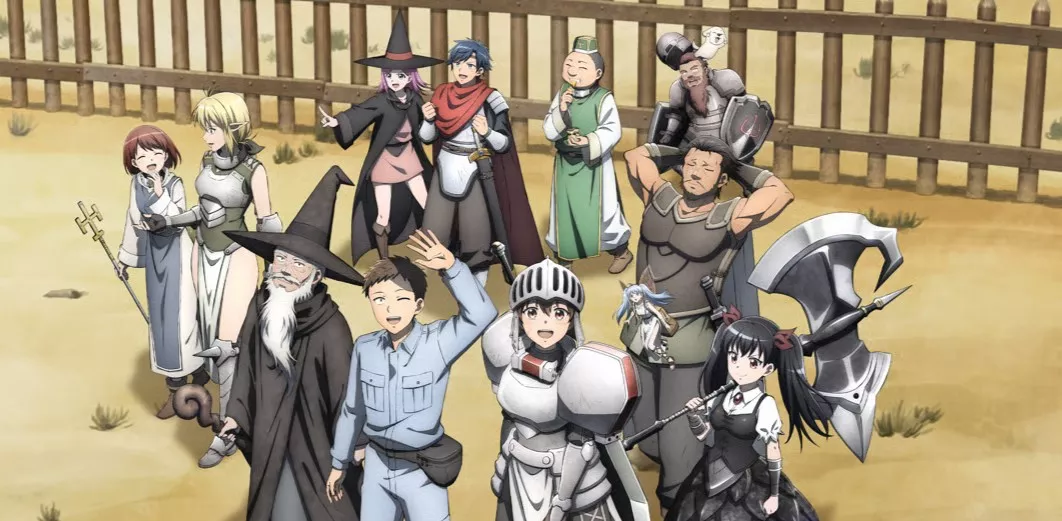 A large group of adventurers from the anime Handyman Saitou in Another World