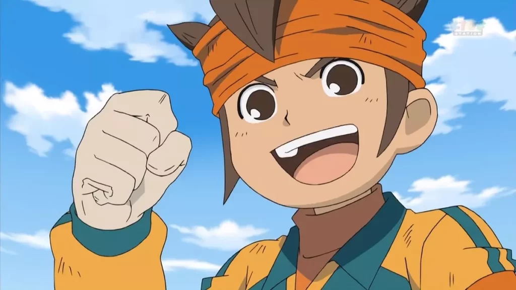 Soccer player Mamoru Endou from Inazuma Eleven cheering