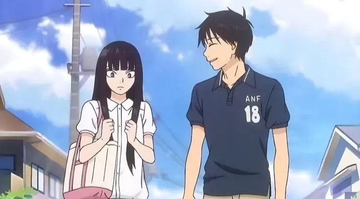 A classic shoujo romance anime couple, Sawako and Kazehaya, from the Kimi ni Todoke series.