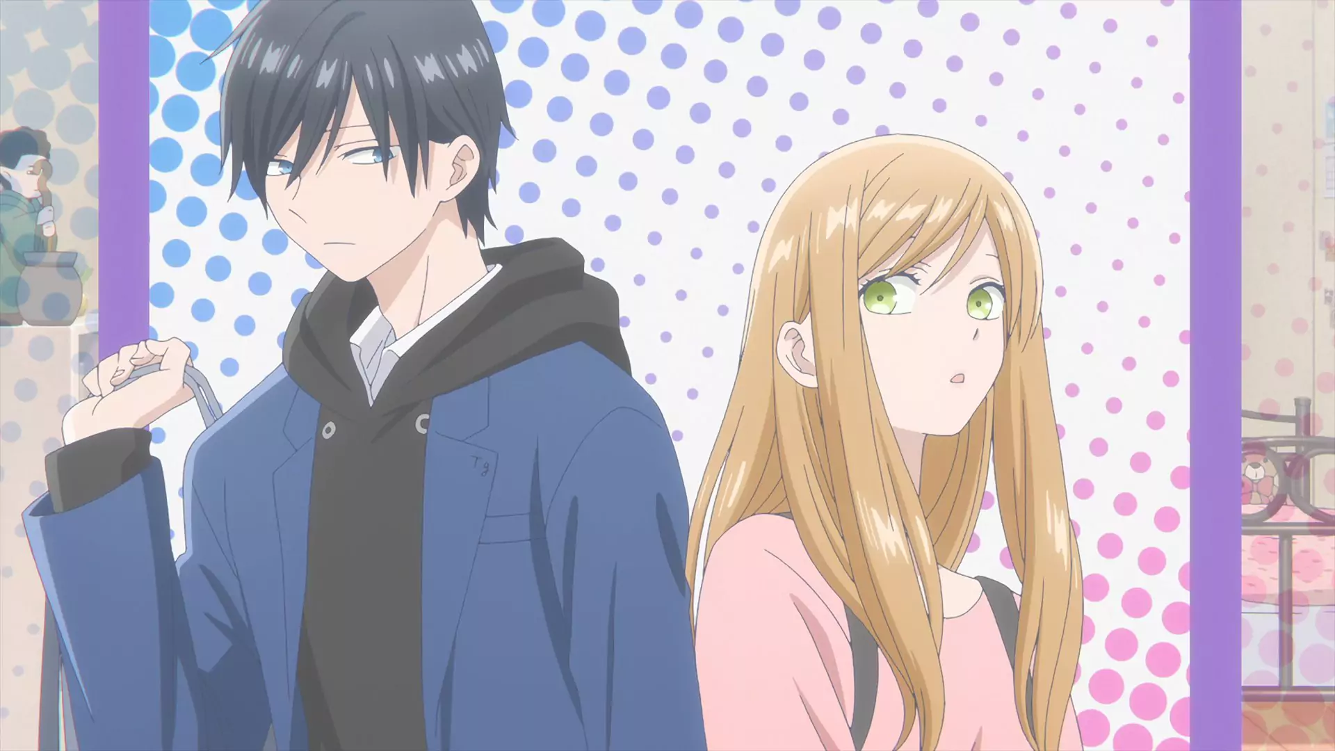 Akane and Yamada stand together, a cute couple from My Love Story with Yamada-kun at Lv999 anime