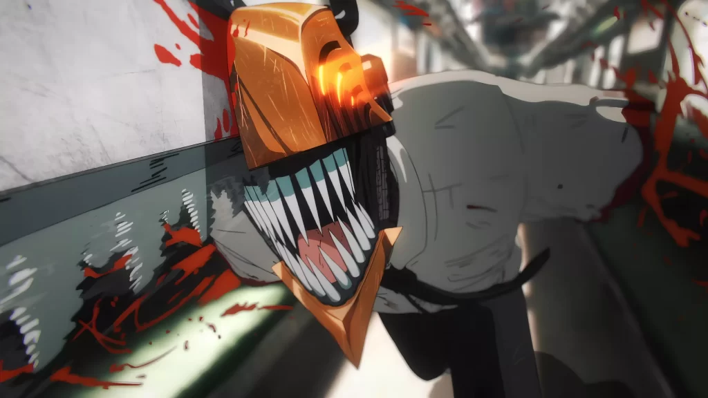 Denji from the Chainsaw Man anime intense fight scene.
