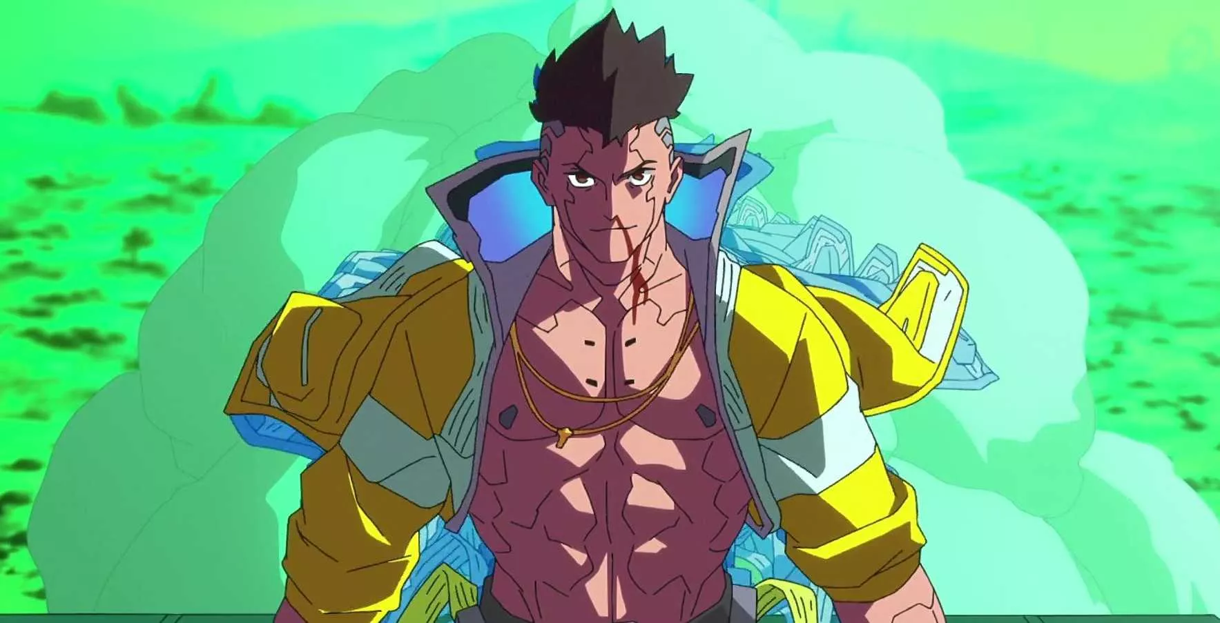 David Martinez from Cyberpunk Edgerunners anime intense moment.