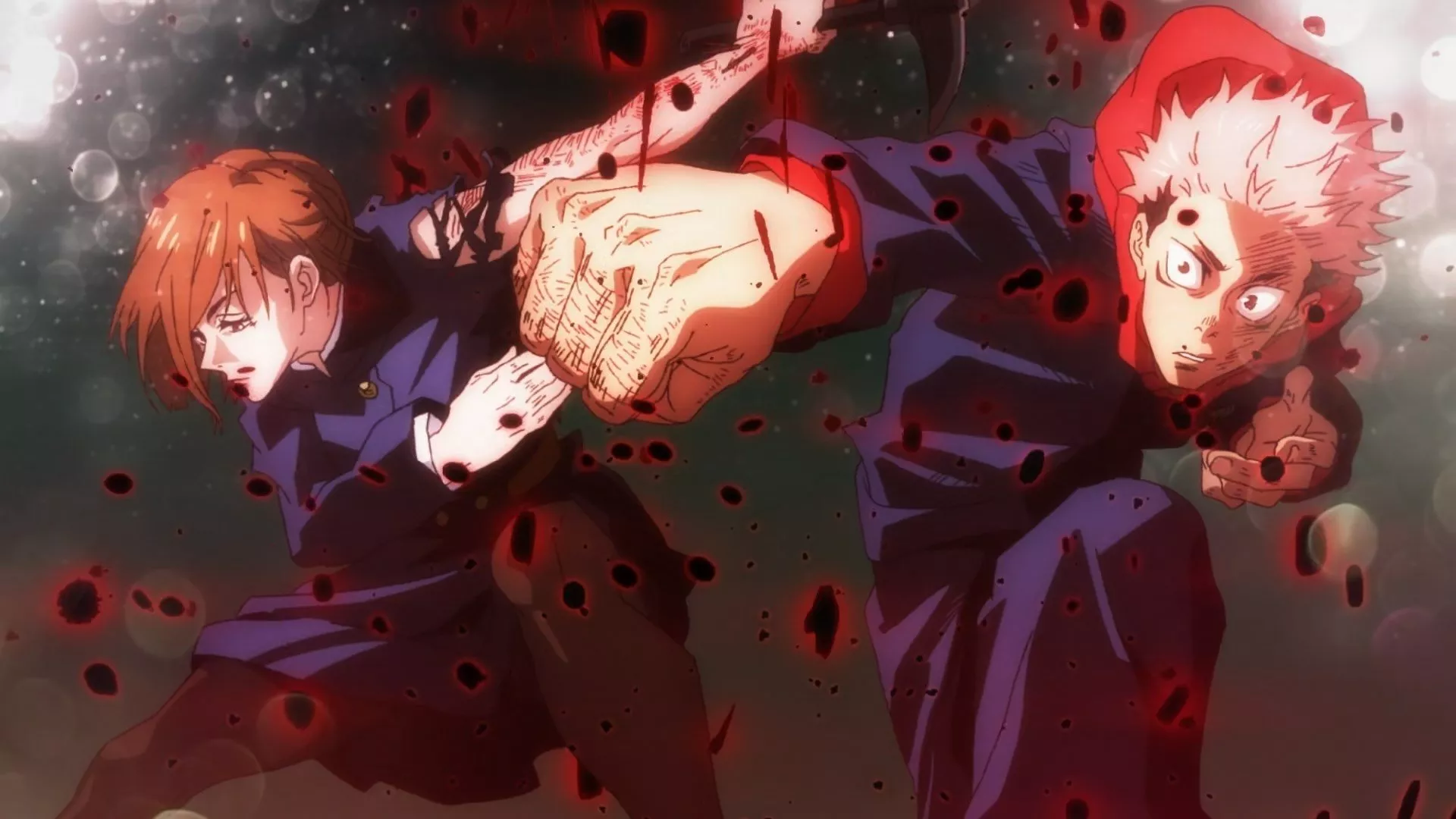 Yuji Itadori and Nobara Kugisaki unleash Black Flash in the Jujutsu Kaisen anime.